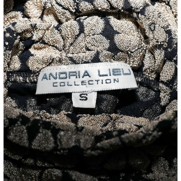 Y2K Vintage Floral Beige Black Turtleneck Long Sleeve Top Size Small - Picture 3 of 3